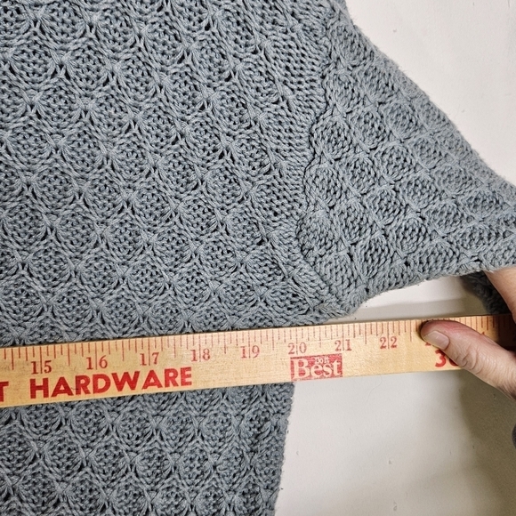 Yarnworks Linen Cotton Pullover Blue Knit‎ Sweater wooden buttons Tunic Small - Picture 9 of 12